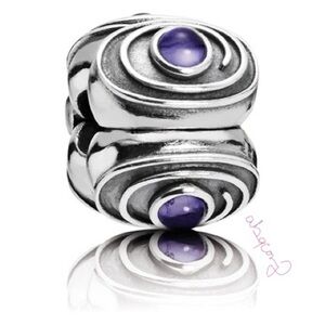 EUC Pandora 790560IO Sterling Silver Hypnotize Clip Charm w/ Iolite Stones